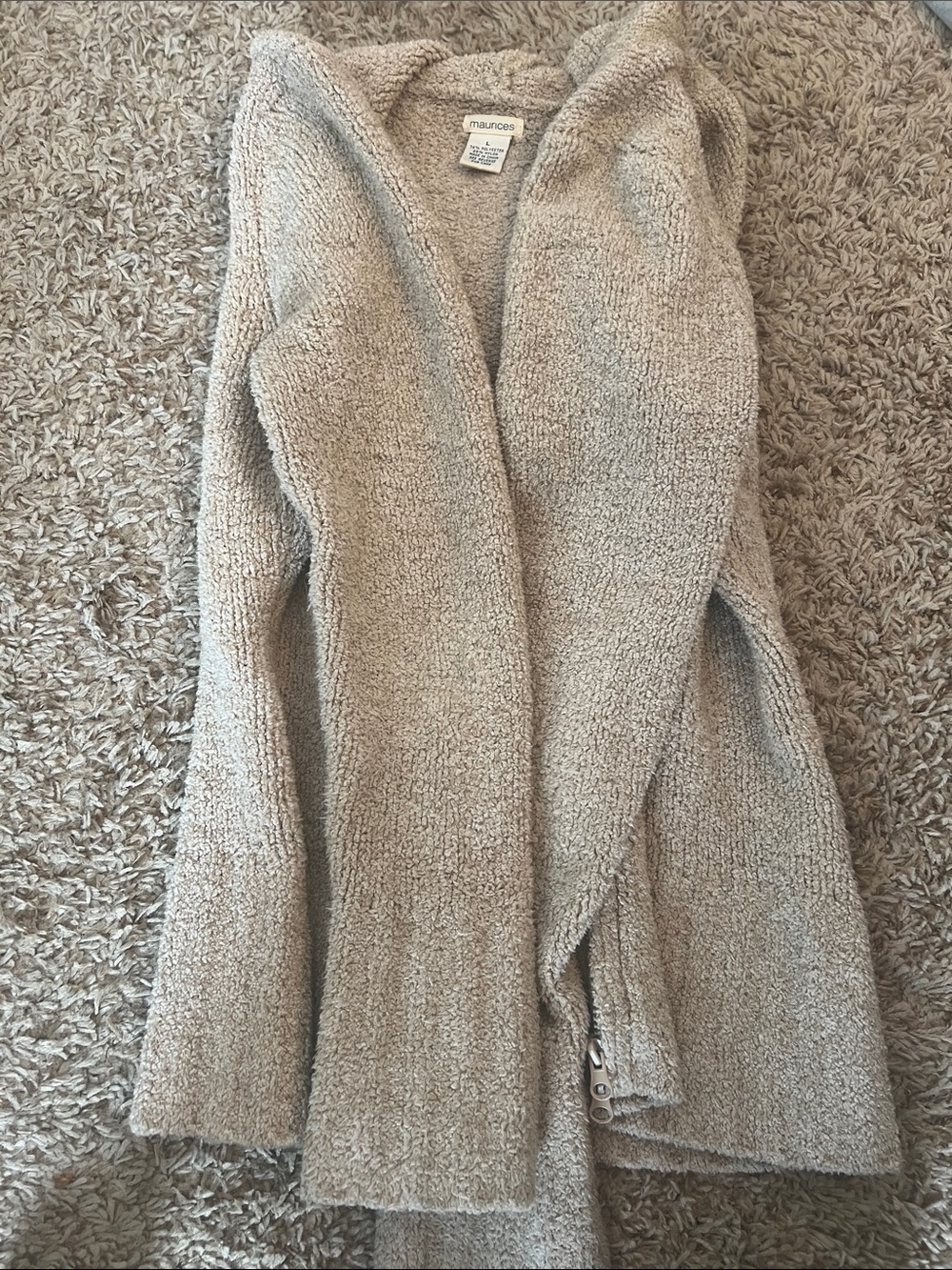Maurices Neutral Taupe Open-Front Cozy Cardigan